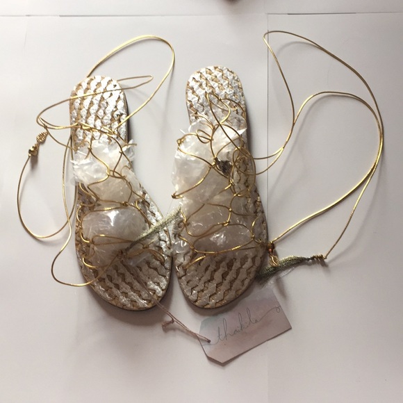 Free People Shoes - Gladiator style gold with silver sandals. Sz l